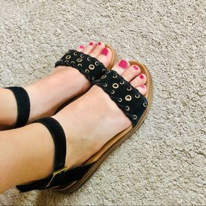 Clarks Boho Black Suede Sandals